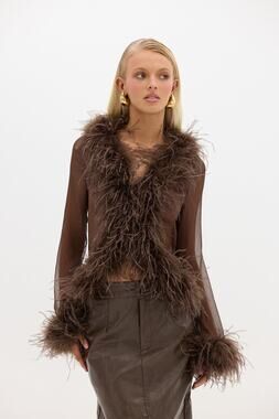 Bubish Gigi Sheer Feather Blouse - S